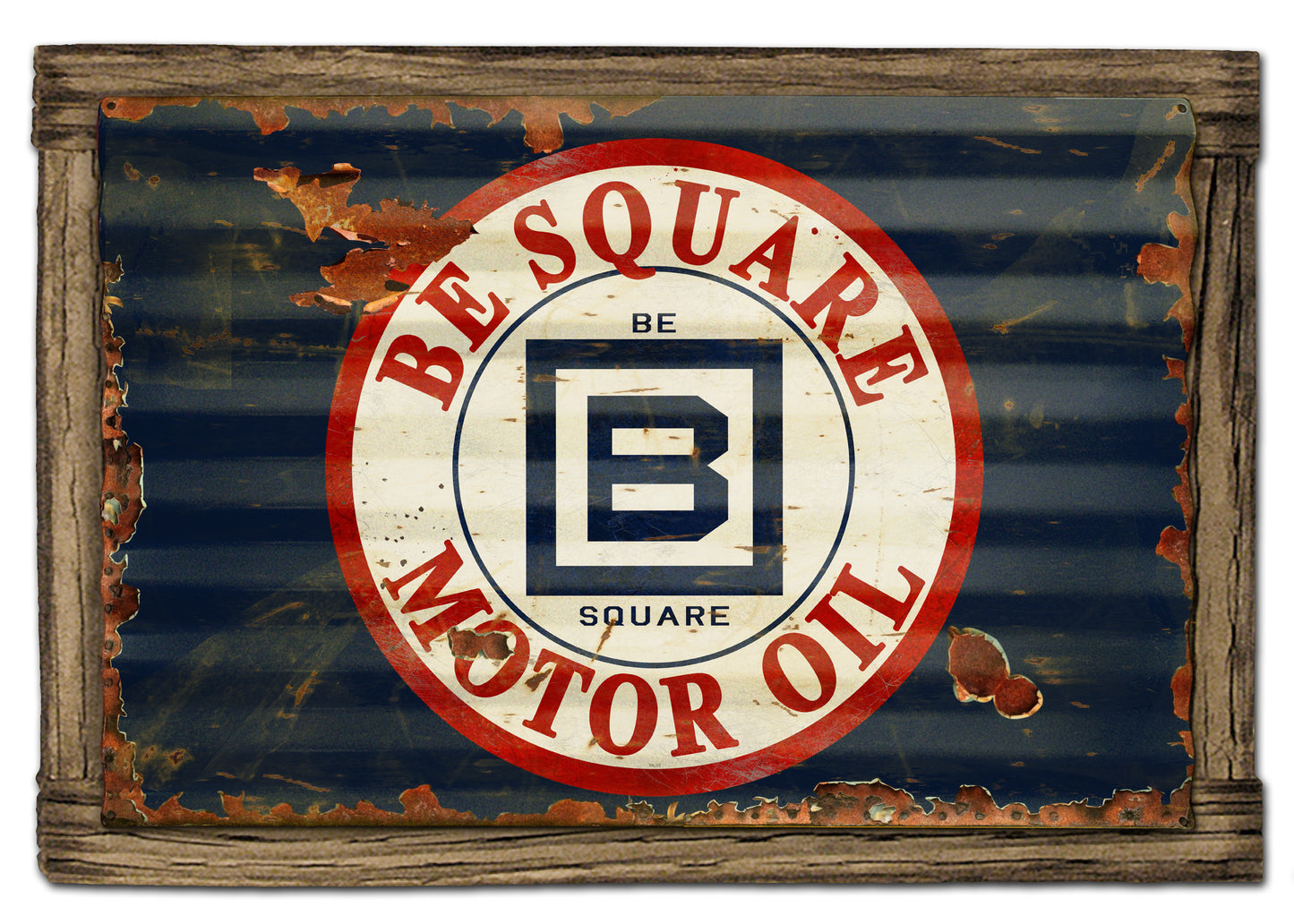 Be Square Gasoline Vintage Sign, Oil & Petro, Metal Sign, Wall Art, 24 X 16 Inches
