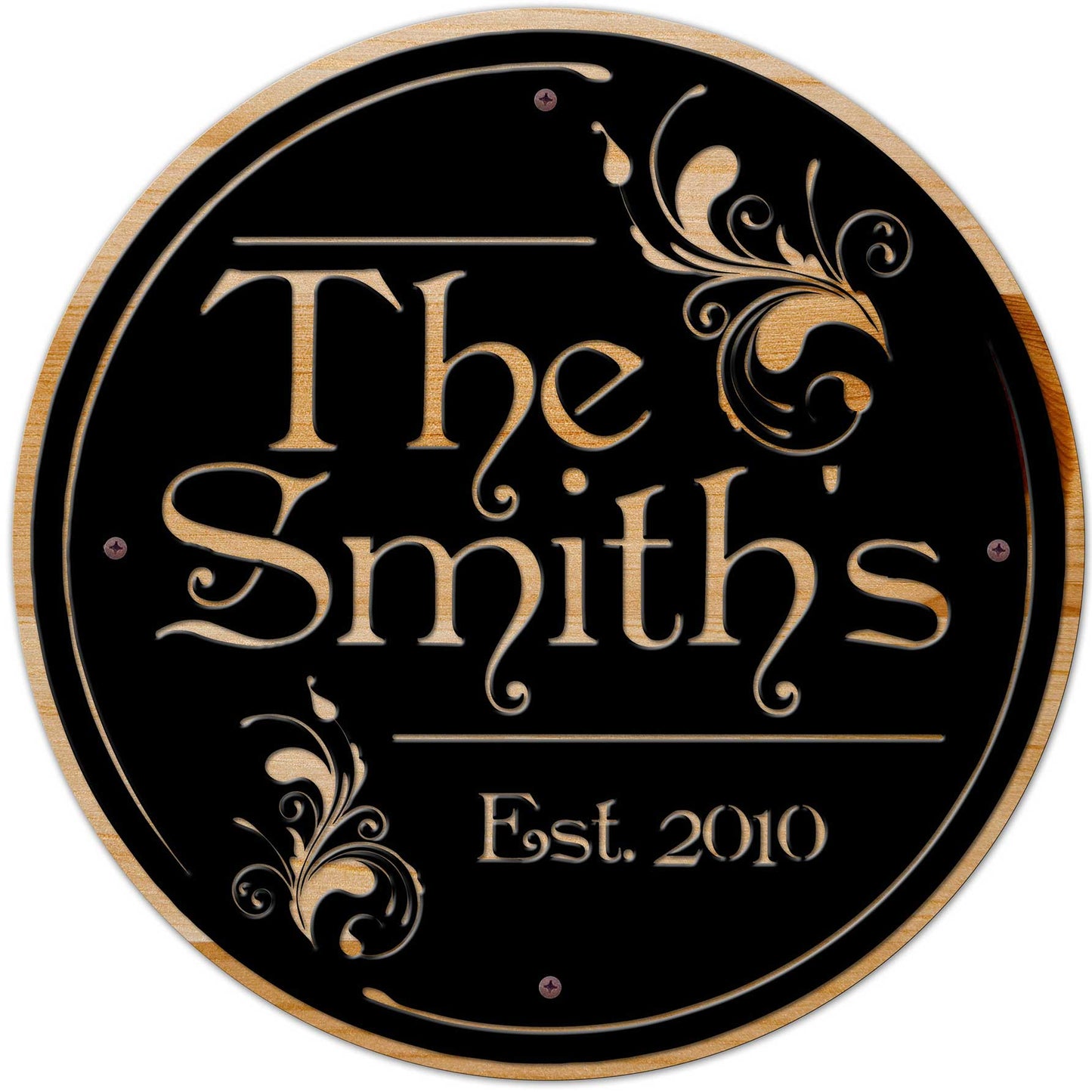 Personalized Name Est., Home & Garden, Metal Sign, Wall Art, 28 X 28 Inches