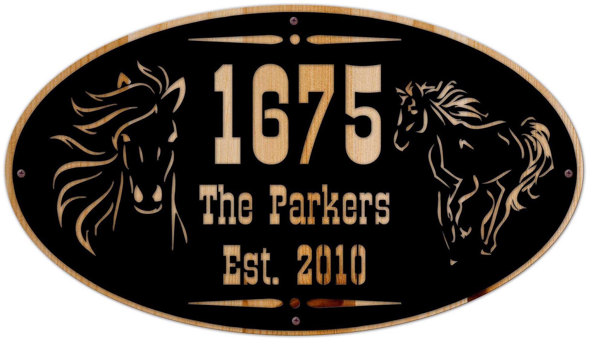Horse Name Number Est Personalized, Home & Garden, Metal Sign, Wall Art, 28 X 16 Inches