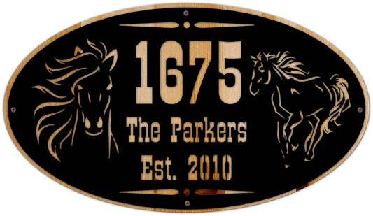 Horse Name Number Est Personalized, Home & Garden, Metal Sign, Wall Art, 28 X 16 Inches