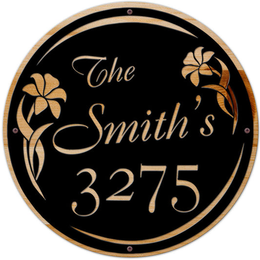 Flowers Personalized Name Number, Home & Garden, Metal Sign, Wall Art, 28 X 28 Inches