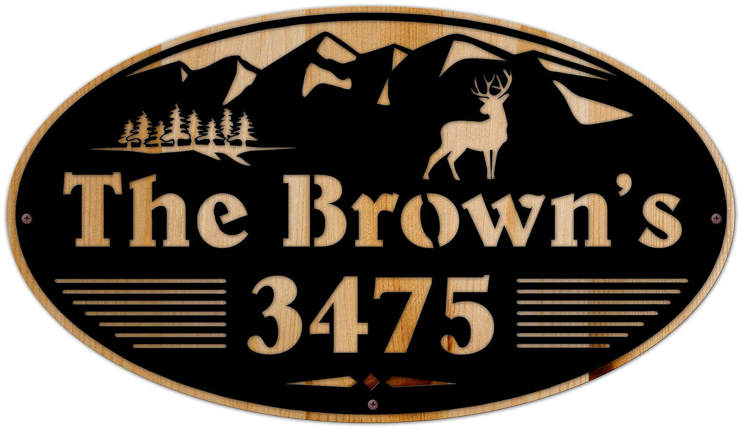 Mountain Name Number Personalized, Home & Garden, Metal Sign, Wall Art, 28 X 16 Inches