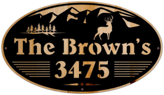 Mountain Name Number Personalized, Home & Garden, Metal Sign, Wall Art, 28 X 16 Inches