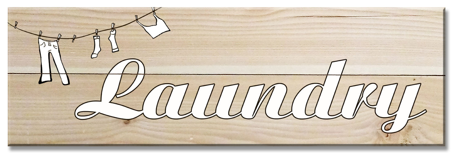 Laundry Sign Clothes Line Printed On Wood Vintage Sign, Wood Signs, Metal Sign, Wall Art, 7 X 22 Inches
