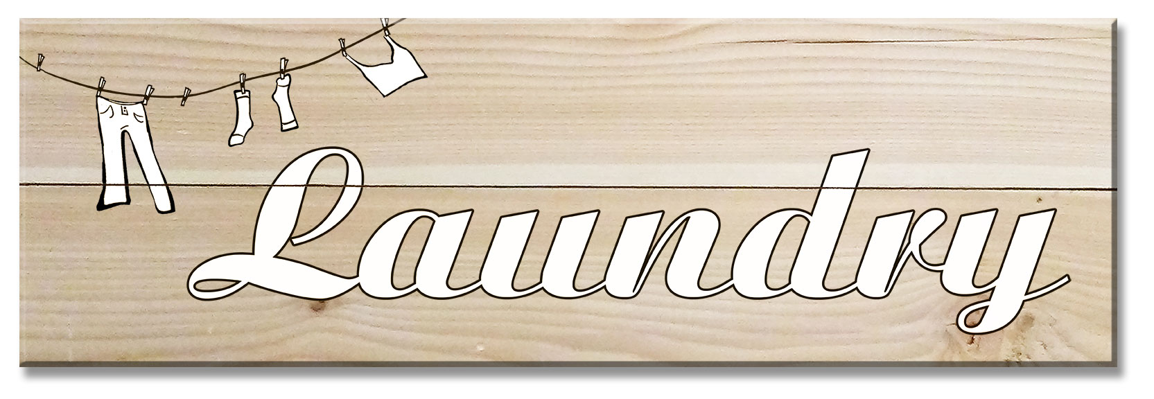 Laundry Sign Clothes Line Printed On Wood Vintage Sign, Wood Signs, Metal Sign, Wall Art, 7 X 22 Inches