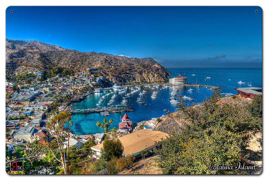 Island View Catalina Island Vintage Sign, Other, Metal Sign, Wall Art, 24 X 16 Inches