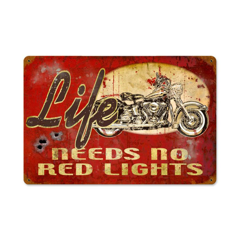 No Red Lights Vintage Sign, Aviation, Metal Sign, Wall Art, 12 X 18 Inches