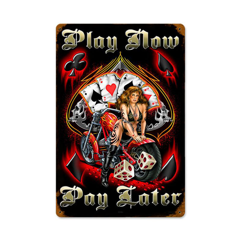 Play Now Pay Later Vintage Sign, Aviation, Metal Sign, Wall Art, 12 X 18 Inches