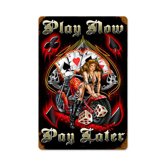 Play Now Pay Later Vintage Sign, Aviation, Metal Sign, Wall Art, 12 X 18 Inches