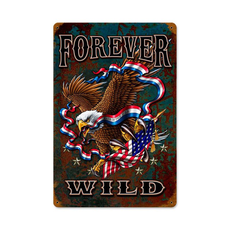 Forever Wild Vintage Sign, Aviation, Metal Sign, Wall Art, 12 X 18 Inches