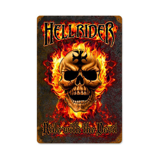 Hell Rider Vintage Sign, Other, Metal Sign, Wall Art, 12 X 18 Inches