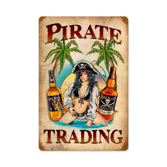 Pirate Trading Vintage Sign, Other, Metal Sign, Wall Art, 12 X 18 Inches