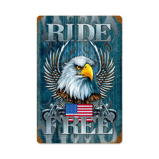 Ride Free Vintage Sign, Other, Metal Sign, Wall Art, 12 X 18 Inches