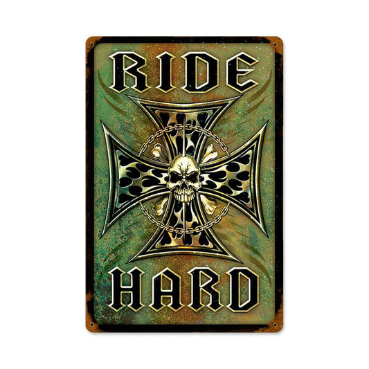 Ride Hard Vintage Sign, Other, Metal Sign, Wall Art, 12 X 18 Inches