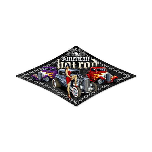 American Hot Rod Vintage Sign, Other, Metal Sign, Wall Art, 24 X 14 Inches