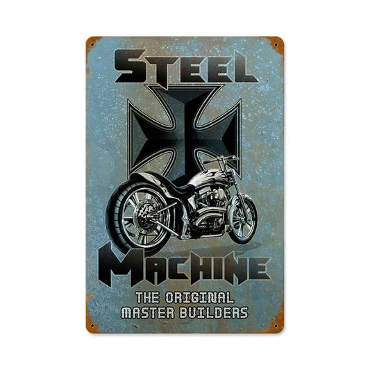 Steel Machine Vintage Sign, Other, Metal Sign, Wall Art, 12 X 18 Inches