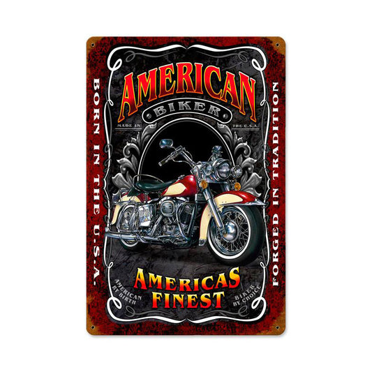 American Biker Vintage Sign, Other, Metal Sign, Wall Art, 12 X 18 Inches