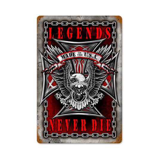Legends Never Die Vintage Sign, Other, Metal Sign, Wall Art, 12 X 18 Inches