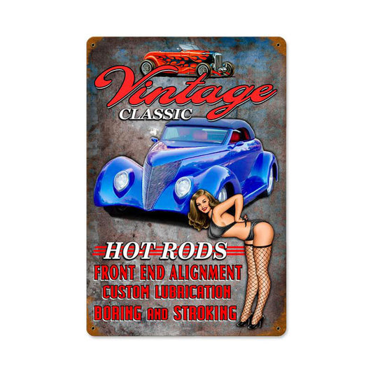 Vintage Hot Rods Vintage Sign, Other, Metal Sign, Wall Art, 12 X 18 Inches