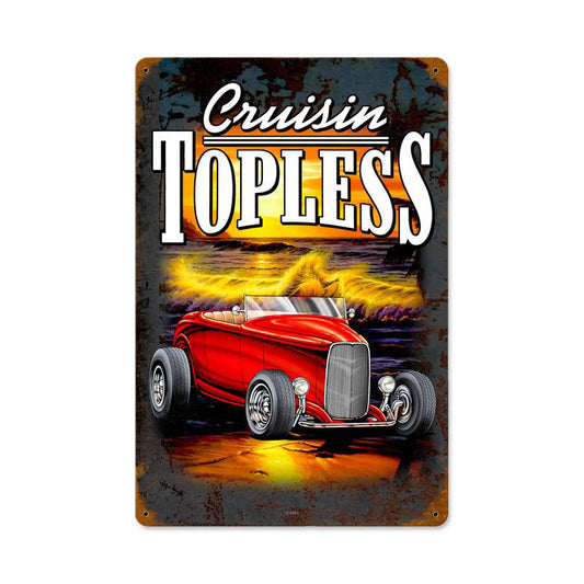 Cruisin Topless Vintage Sign, Other, Metal Sign, Wall Art, 12 X 18 Inches