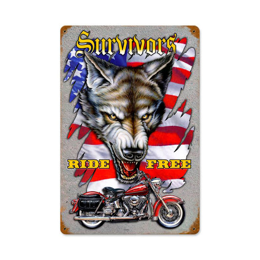 Survivors Free Vintage Sign, Other, Metal Sign, Wall Art, 12 X 18 Inches