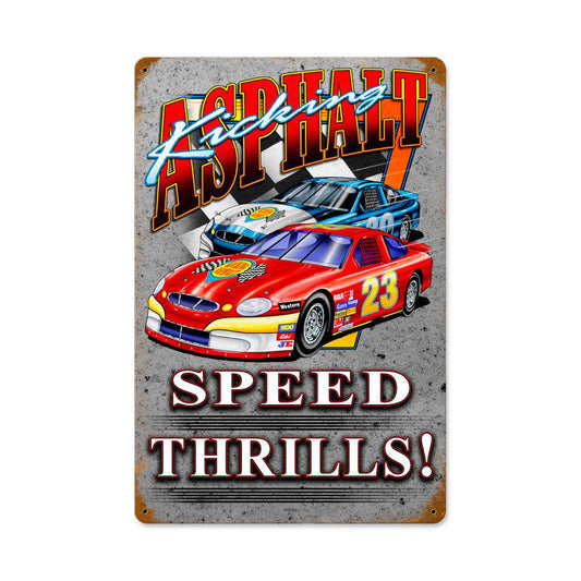 Kicking Asphalt Vintage Sign, Other, Metal Sign, Wall Art, 12 X 18 Inches