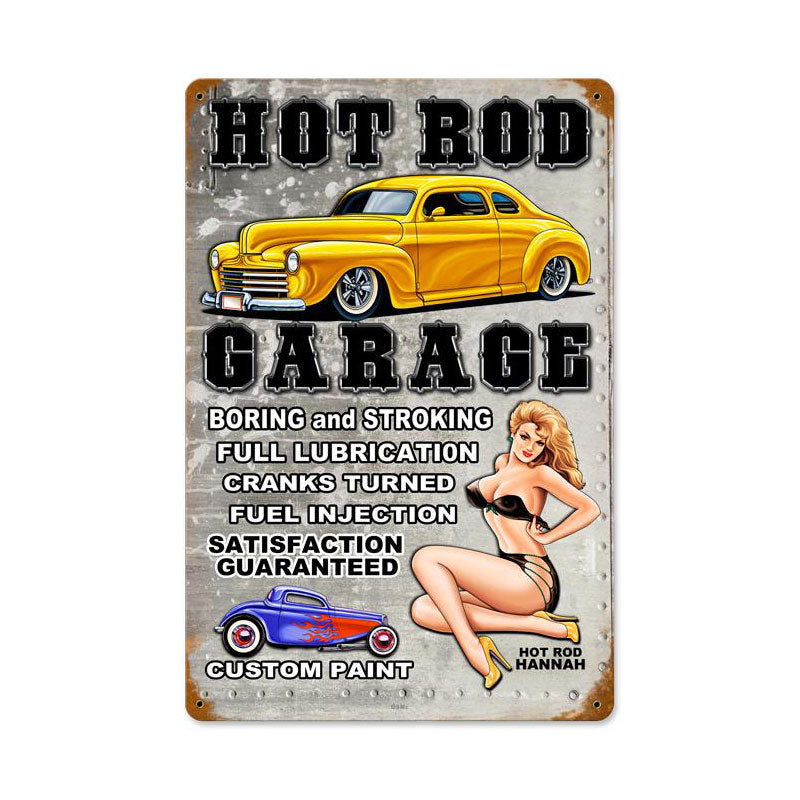 Hot Rod Garage Vintage Sign, Other, Metal Sign, Wall Art, 12 X 18 Inches
