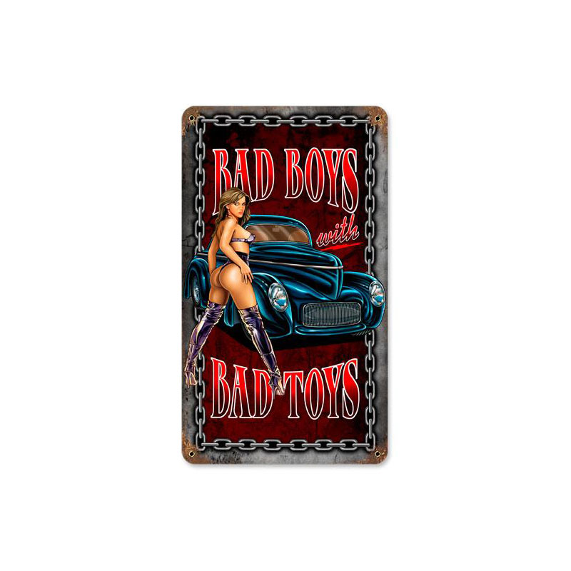 Bad Boys With Toys Vintage Sign, Other, Metal Sign, Wall Art, 8 X 14 Inches
