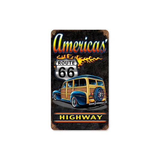 America Highway Vintage Sign, Other, Metal Sign, Wall Art, 8 X 14 Inches