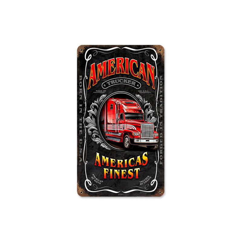 American Trucker Vintage Sign, Automotive, Metal Sign, Wall Art, 8 X 14 Inches