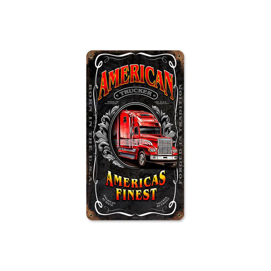 American Trucker Vintage Sign, Automotive, Metal Sign, Wall Art, 8 X 14 Inches