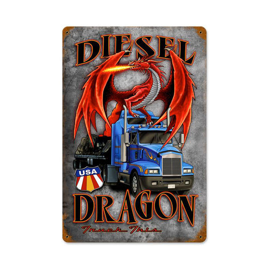 Diesel Dragon Vintage Sign, Other, Metal Sign, Wall Art, 18 X 12 Inches