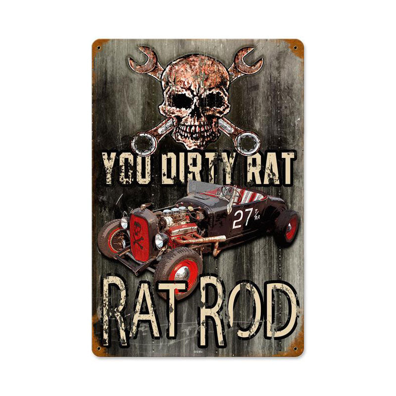 Dirty Rat Rod Vintage Sign, Other, Metal Sign, Wall Art, 12 X 18 Inches