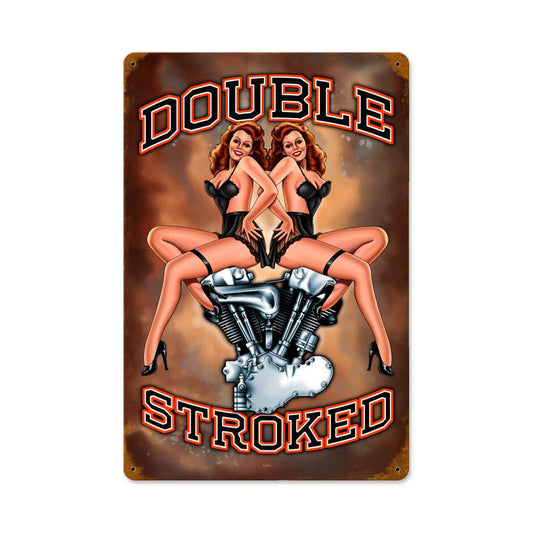 Double Stroked Vintage Sign, Other, Metal Sign, Wall Art, 12 X 18 Inches