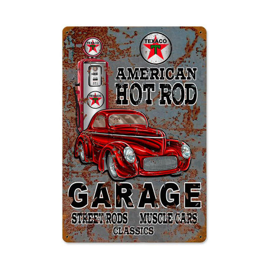 Hot Rod Texaco Gas Vintage Sign, Oil & Petro, Metal Sign, Wall Art, 12 X 18 Inches