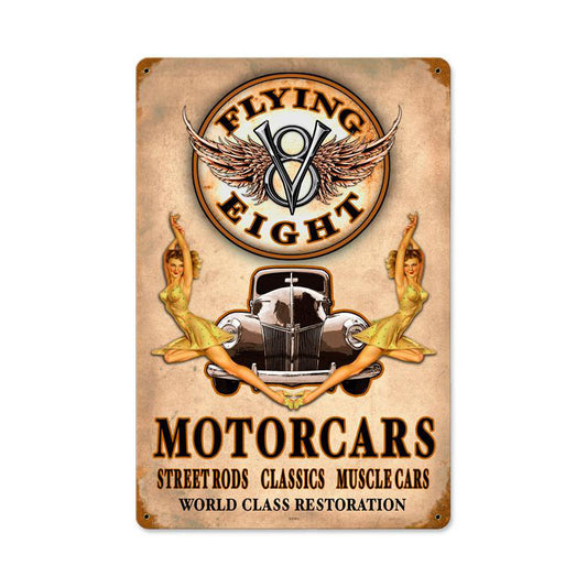 Flying 8 Vintage Sign, Other, Metal Sign, Wall Art, 12 X 18 Inches