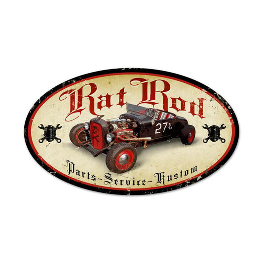 Rat Rod Vintage Sign, Automotive, Metal Sign, Wall Art, 24 X 14 Inches