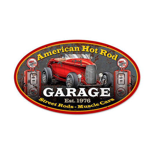 American Hot Rod Vintage Sign, Other, Metal Signs, Wall Art, 24 X 14 Inches