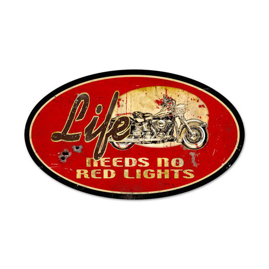 No Red Lights Vintage Sign, Other, Metal Sign, Wall Art, 24 X 14 Inches