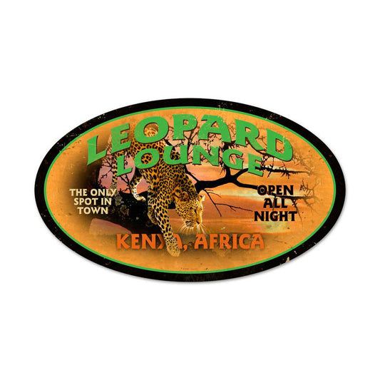 Leopard Lounge Vintage Sign, Other, Metal Sign, Wall Art, 24 X 14 Inches