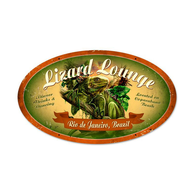 Lizard Lounge Vintage Sign, Other, Metal Sign, Wall Art, 24 X 14 Inches