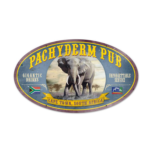 Pachyderm Pub Vintage Sign, Man Cave, Metal Sign, Wall Art, 24 X 14 Inches