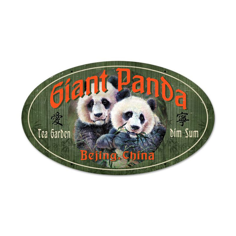 Giant Panda Vintage Sign, Other, Metal Sign, Wall Art, 24 X 14 Inches