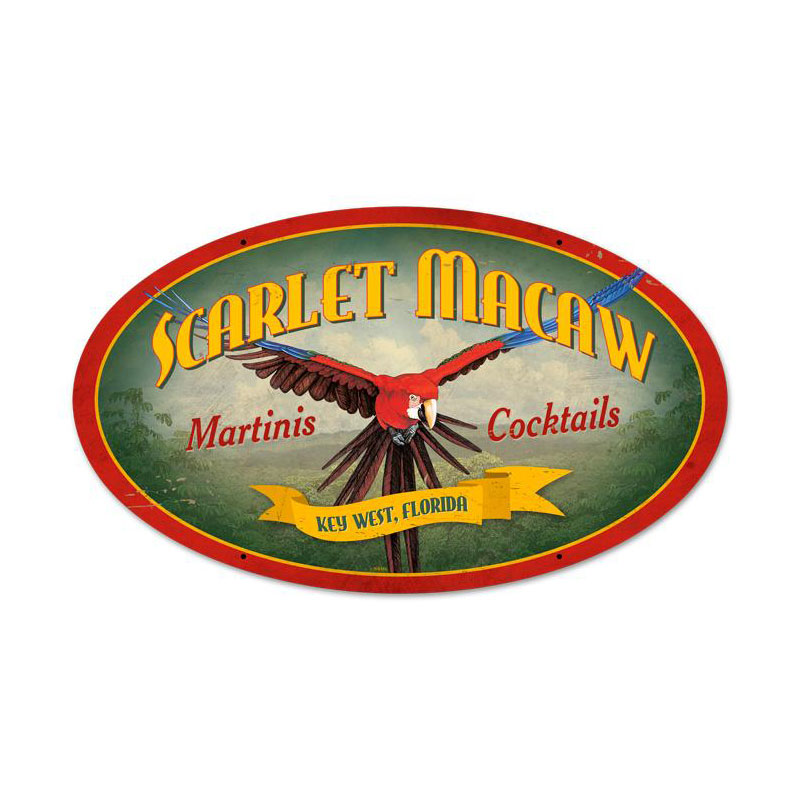 Scarlet Macaw Vintage Sign, Other, Metal Sign, Wall Art, 24 X 14 Inches