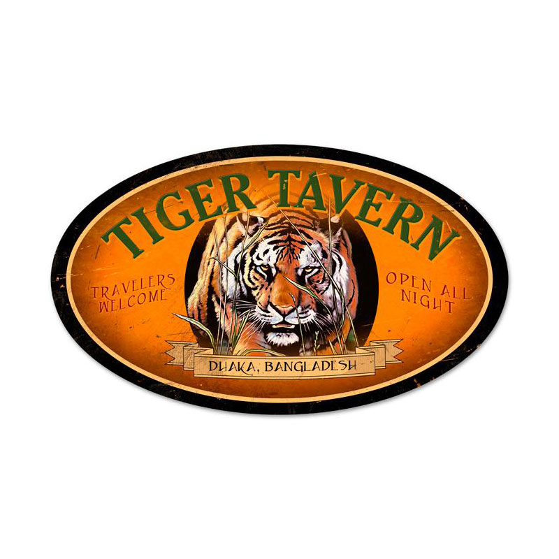 Tiger Tavern Vintage Sign, Other, Metal Sign, Wall Art, 24 X 14 Inches