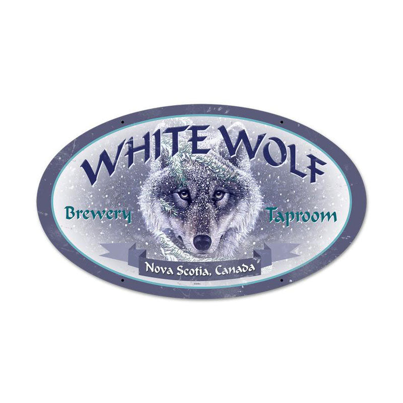 White Wolf Vintage Sign, Other, Metal Sign, Wall Art, 24 X 14 Inches