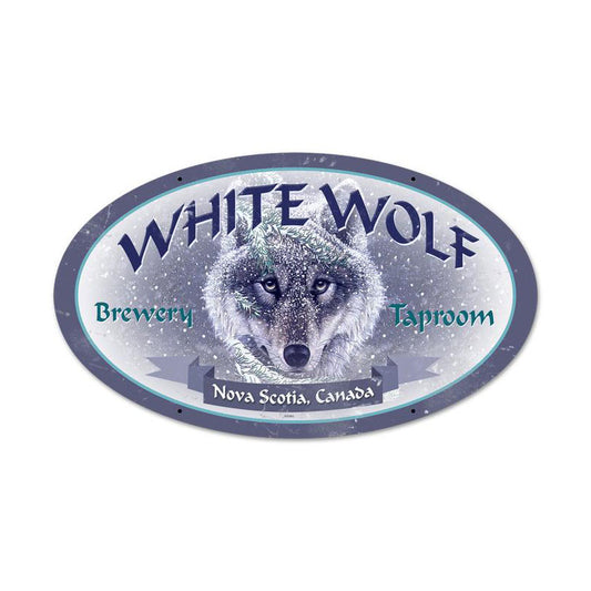 White Wolf Vintage Sign, Other, Metal Sign, Wall Art, 24 X 14 Inches
