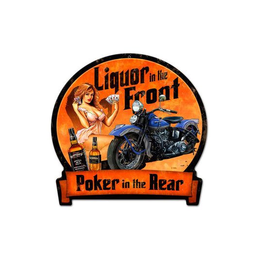 Liquor Up Front Vintage Sign, Other, Metal Sign, Wall Art, 16 X 15 Inches