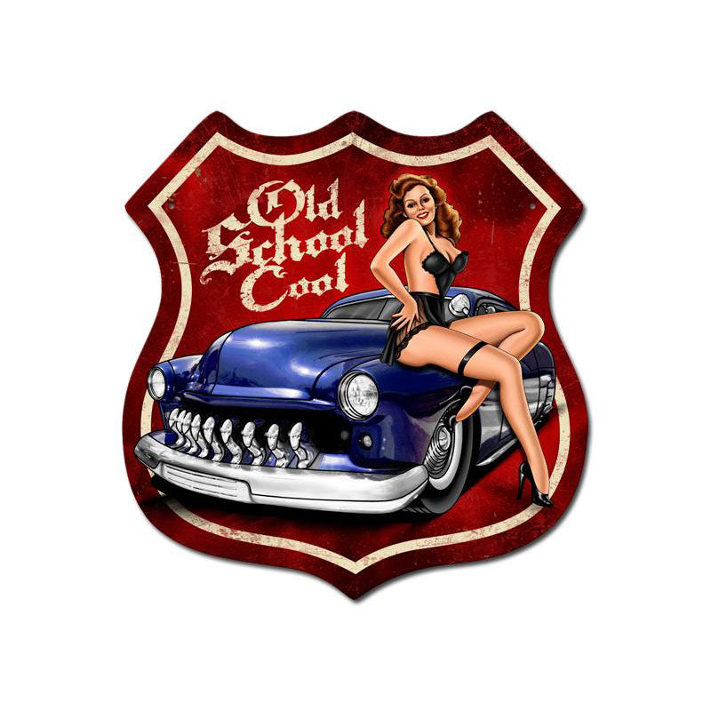 Old School Cool Vintage Sign, Other, Metal Sign, Wall Art, 15 X 15 Inches