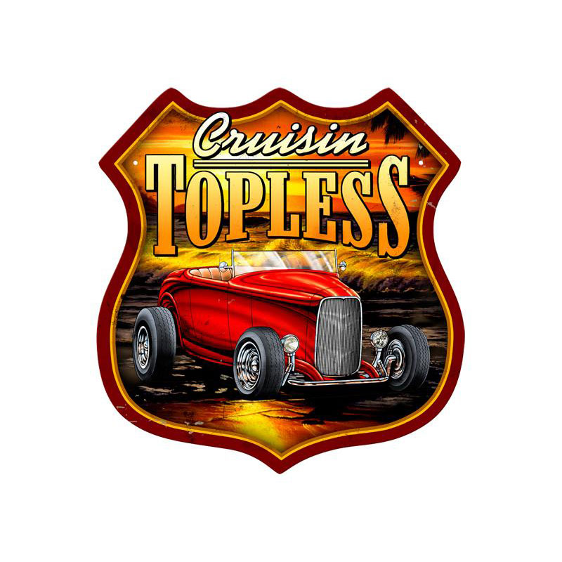 Cruisin Topless Vintage Sign, Other, Metal Sign, Wall Art, 15 X 15 Inches
